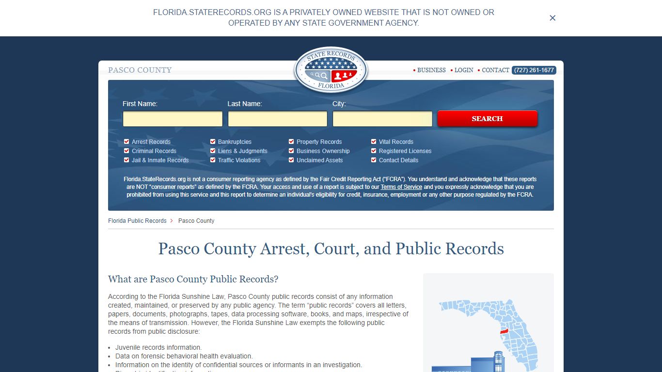 Pasco County Arrest, Court, and Public Records